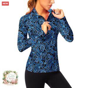 Long Sleeve Quarter Zip Pullover Athletic Top Activewear Workout Tennis Shirt